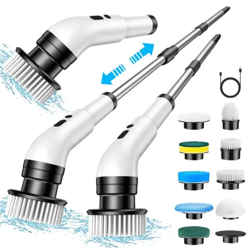 Cordless Electric Spin Scrubber - 7-in-1 Long Handle Retractable Cleaning Brush, IPX7 Waterproof, Save Your Back