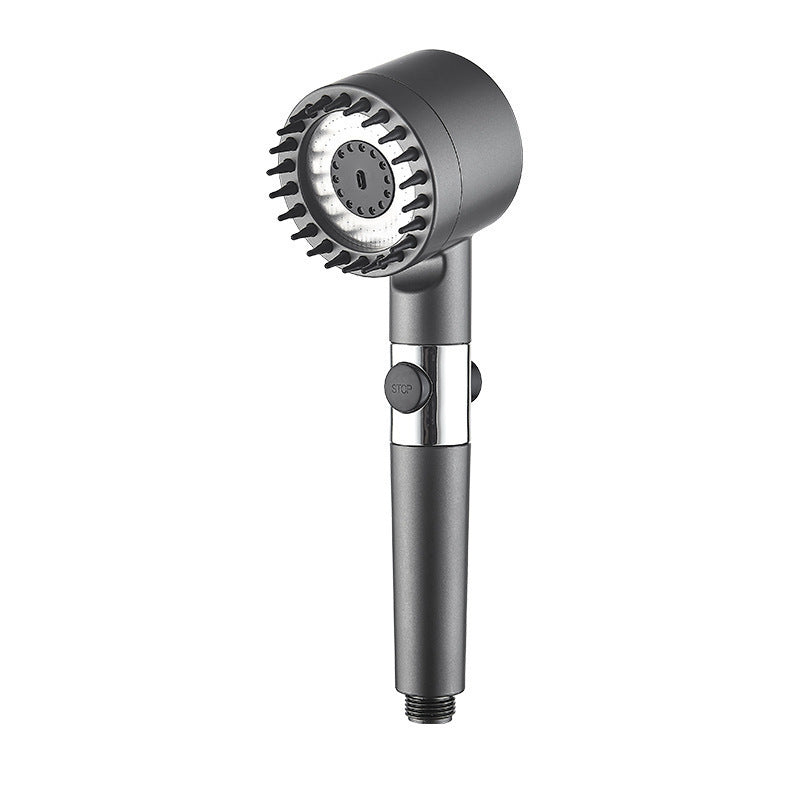 High pressure shower head with anti-clog silicone nozzles - complete bathroom upgrade set with bracket and hose