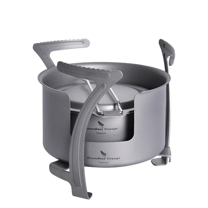 Boundless Voyage Camping Alcohol Spirit Stove with Pot Stand Titanium Burners Outdoor Travel Hiking Backpacking Mini Furnace