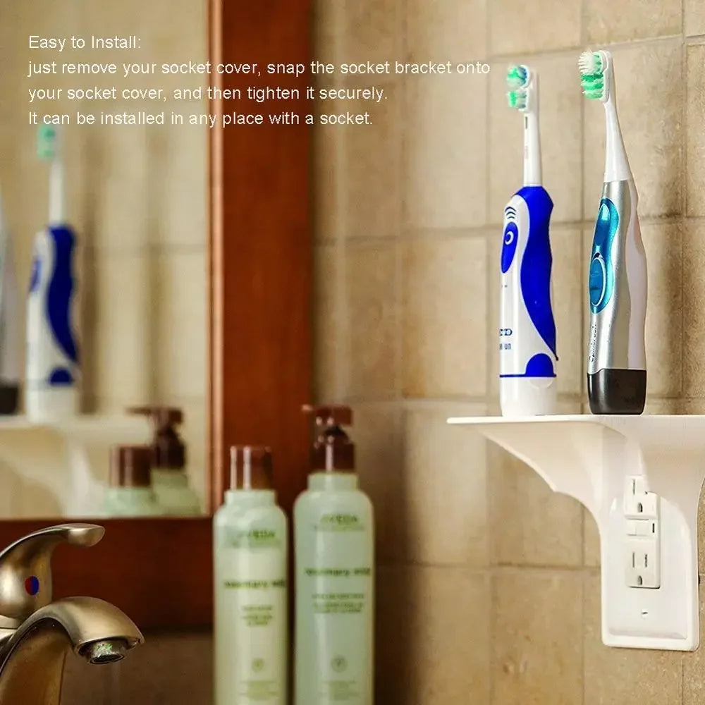 Switch Socket Shelves Easy Wall Mount Plastic Power Outlet Shelf for Home Bathroom Storage Mobile Phone Charging Rack Holder