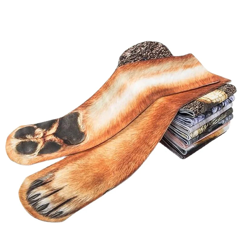 Unisex Adult 3D Print Animal Paw Socks Creative Funny Cat Dog Dinosaur Tiger Paw Socks Novelty Socks Gag