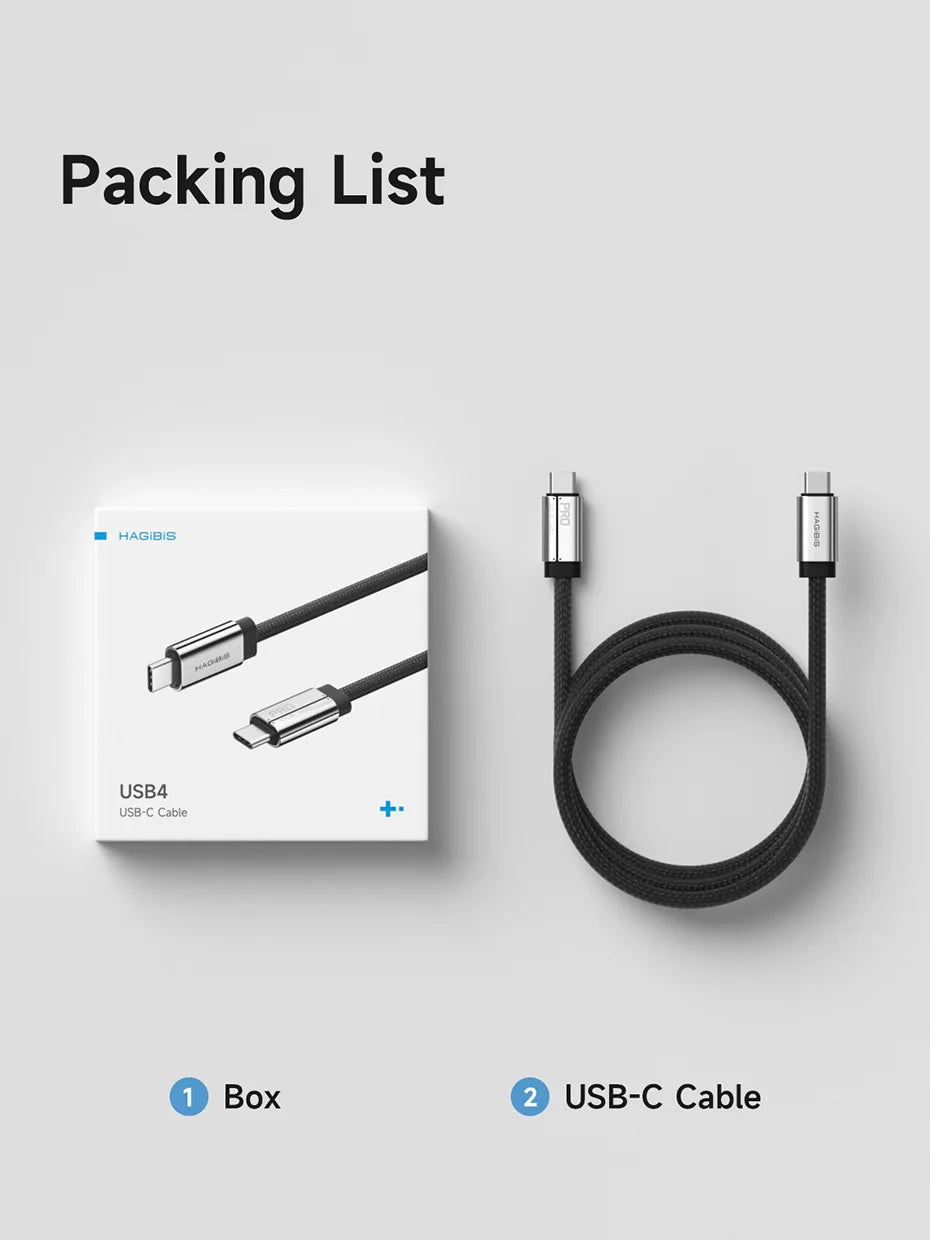 Hagibis USB C to USB C Full Function Cable Super Soft USB4 80Gbps 8K 240W Fast Charging Cord for Thunderbolt 4/5 iPhone Laptop