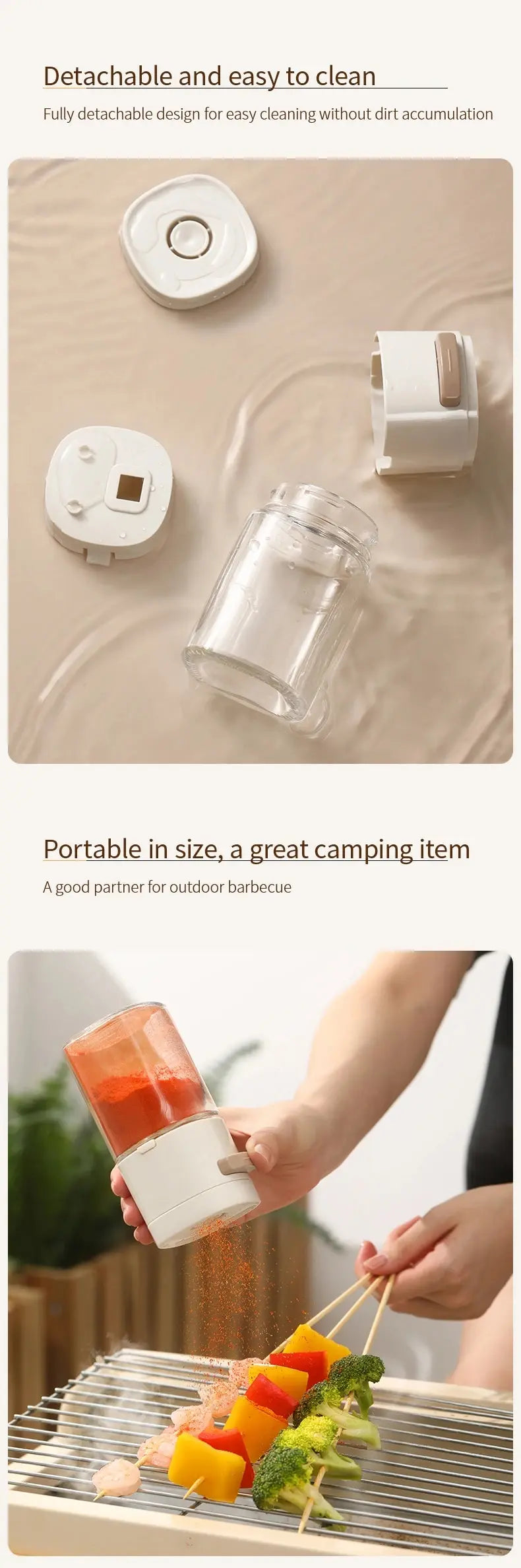 180ml Glass Quantitative Seasoning Jar, Press-Type Salt Control Bottle