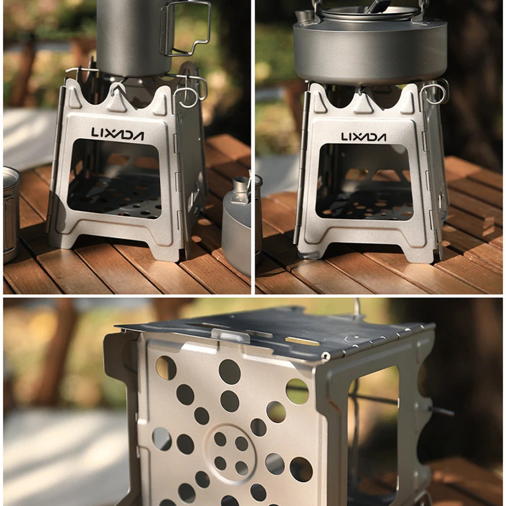 Outdoor Mini Fire Pits Foldable Stainless Steel Bonfire Stove Hinge Wood Burning Stove for Camping Hiking