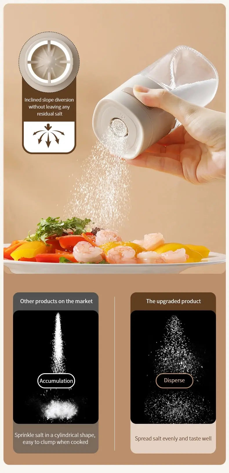 180ml Glass Quantitative Seasoning Jar, Press-Type Salt Control Bottle