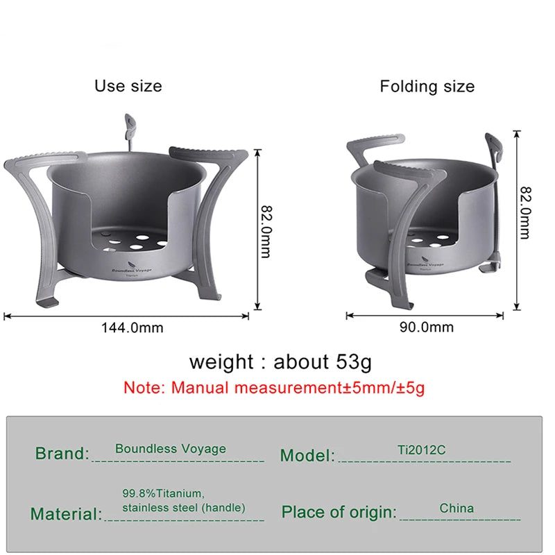 Boundless Voyage Camping Alcohol Spirit Stove with Pot Stand Titanium Burners Outdoor Travel Hiking Backpacking Mini Furnace