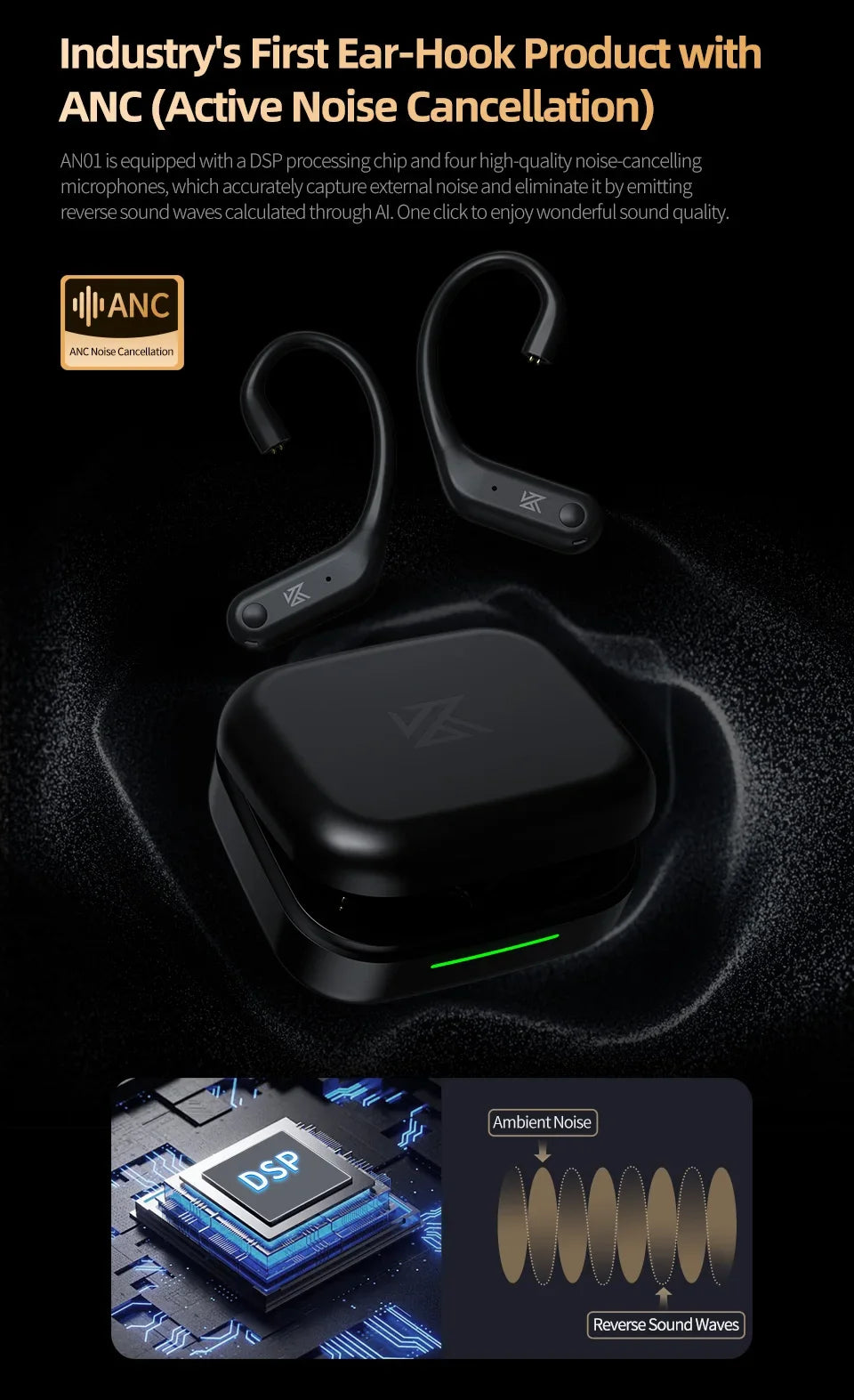 KZ AN01 HiFi Earphones Wireless Upgrade Cable Bluetooth 5.4 Low Latency Wired Earbuds Bluetooth Module For Castor ZAR ZSXPRO
