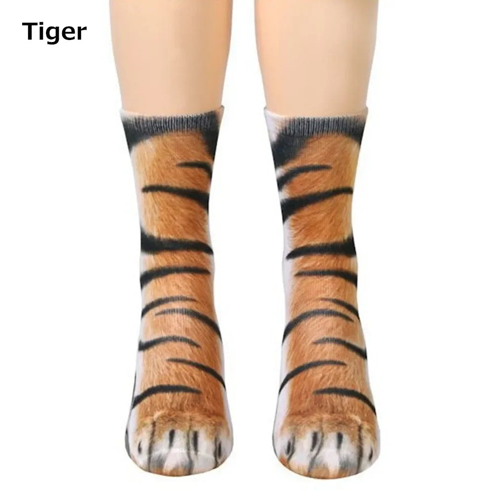 Unisex Adult 3D Print Animal Paw Socks Creative Funny Cat Dog Dinosaur Tiger Paw Socks Novelty Socks Gag