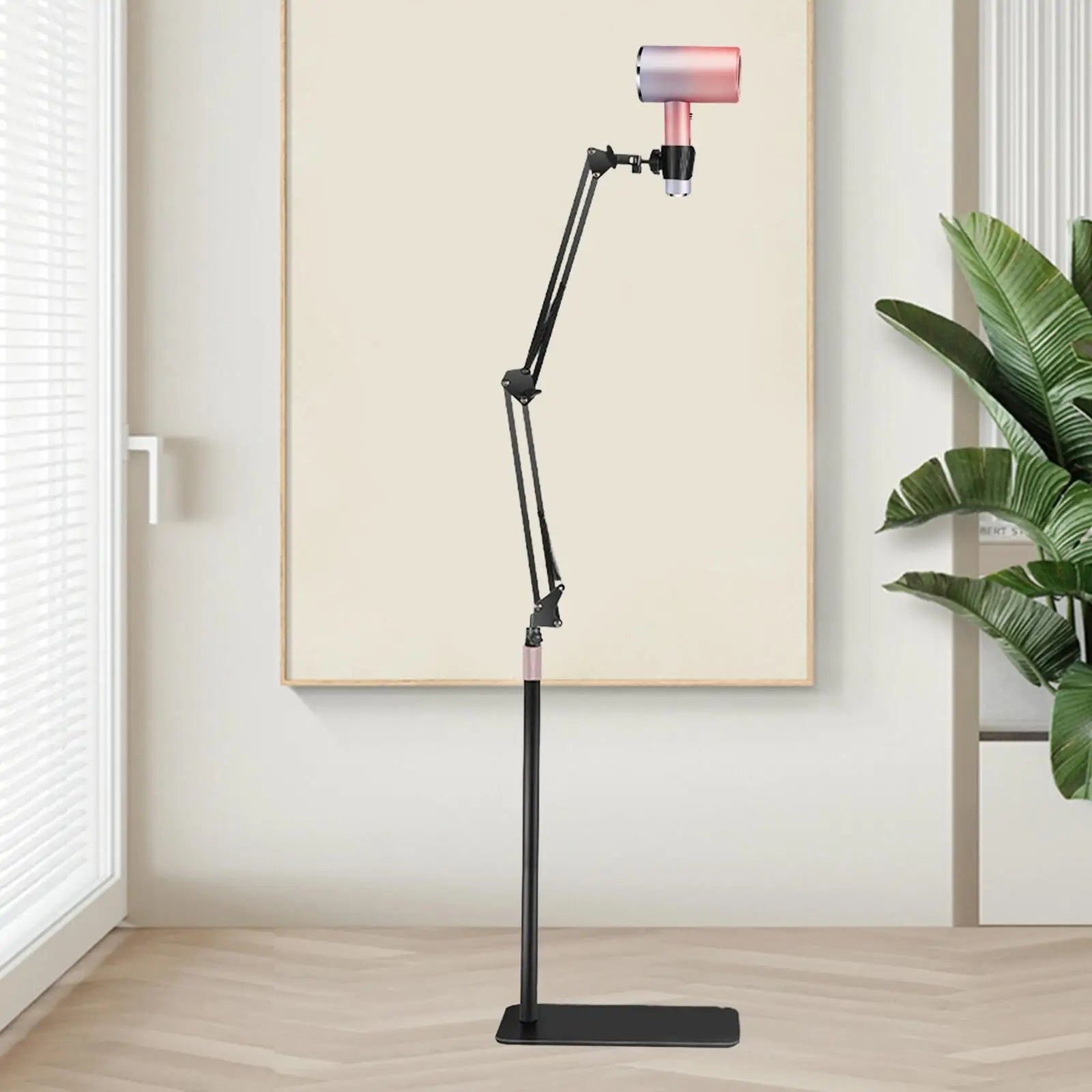 Lazy Hair Dryer Stand Adjustable Height Angle with Heavy Base Styling Tool Floor Bracket for Pet Grooming Dog Cat Grooming Home