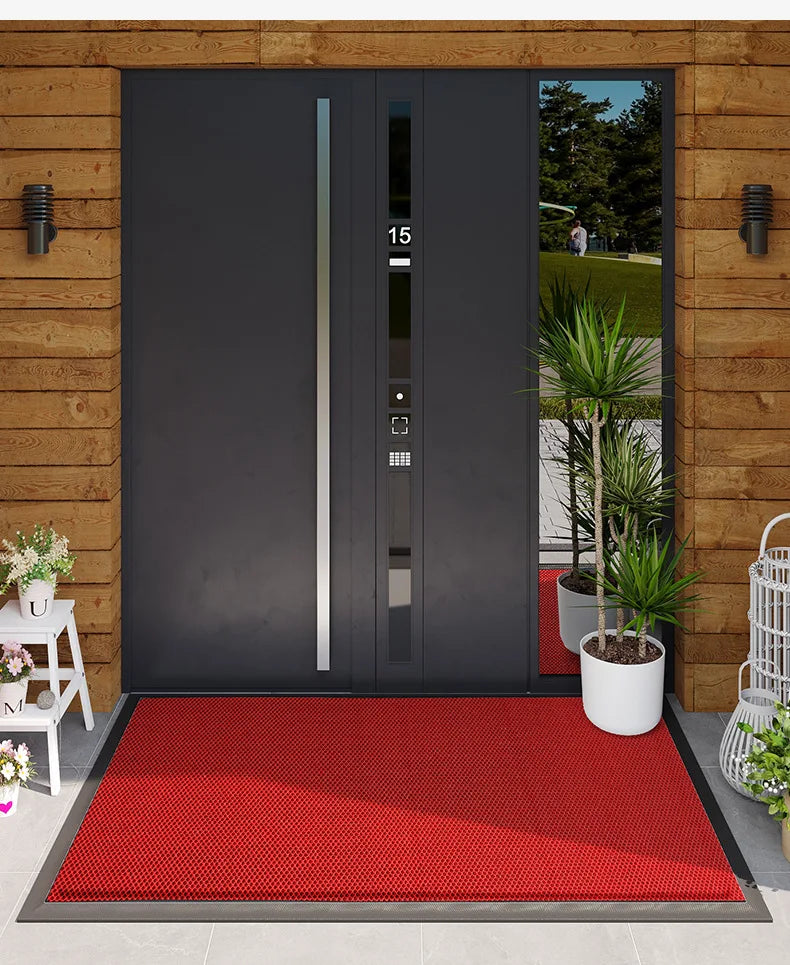 PVC Rubber Doormat Non-Slip Water-Resistant Elastic Mesh Welcome Mat for Indoor and Outdoor Use Easy To Clean Hand Wash Only