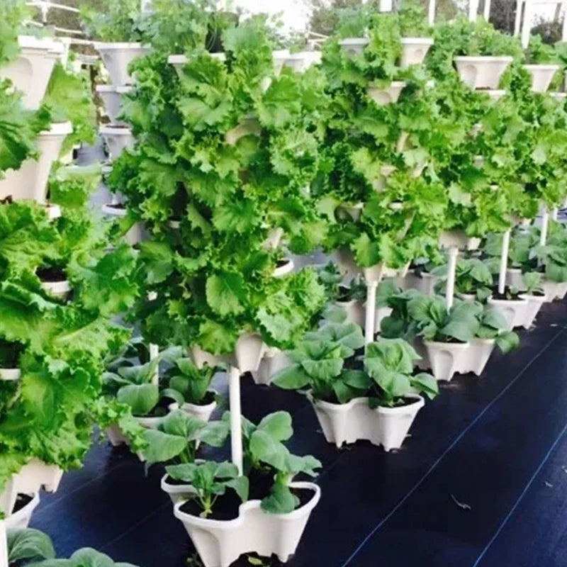 Stackable Multi-tiers Flower Pot with Wheel Vertical Non-slip Assorted Space-saving Planter Ventilated Flowerpot for Balcony