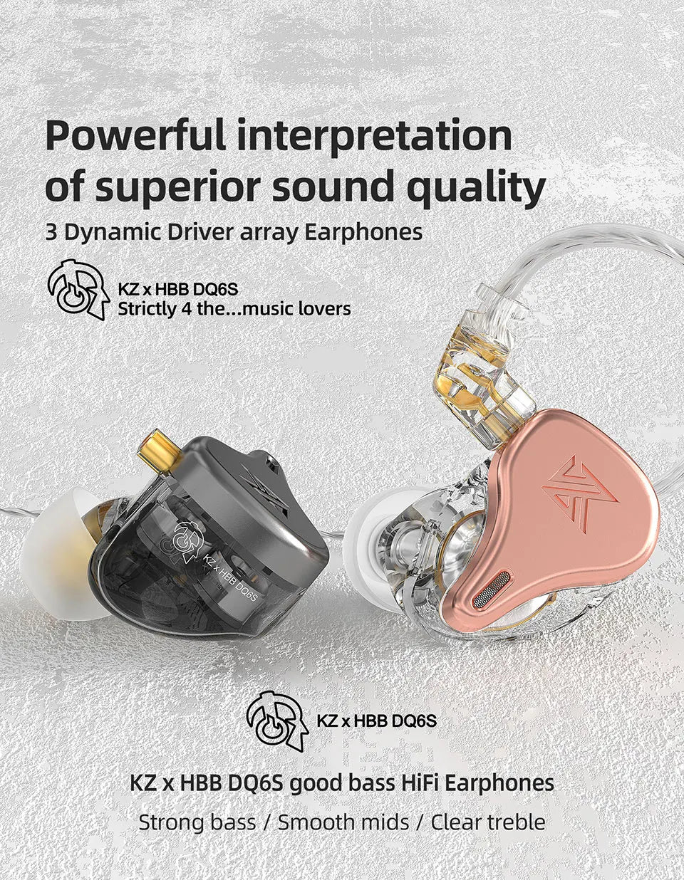 KZ × HBB DQ6S In-Ear Earphone HiFi Metal Headset Music Monitor Headphones ZEX PRO EDX PRO ZSX ZAX ZAS ZS10PRO CRA DQ6 EDS