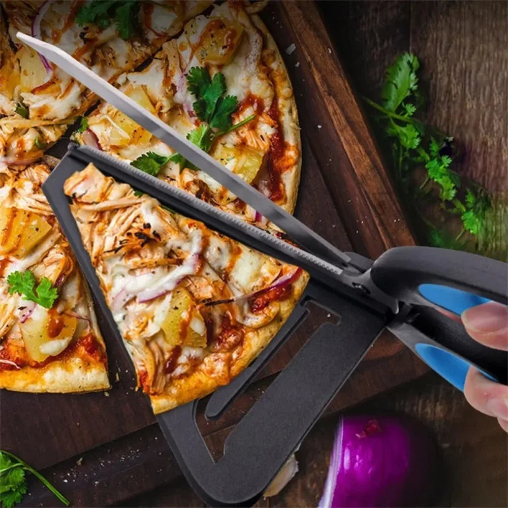 Pizza Scissors Knife Pizza Cutting Tool Stainless Steel Pizza Cutter Slicer Baking Tool Multi-Functional With Detachable Spatula