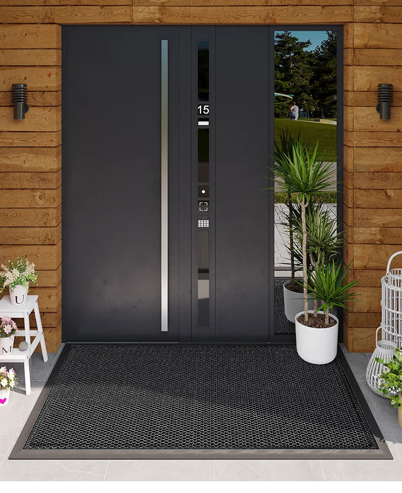 PVC Rubber Doormat Non-Slip Water-Resistant Elastic Mesh Welcome Mat for Indoor and Outdoor Use Easy To Clean Hand Wash Only