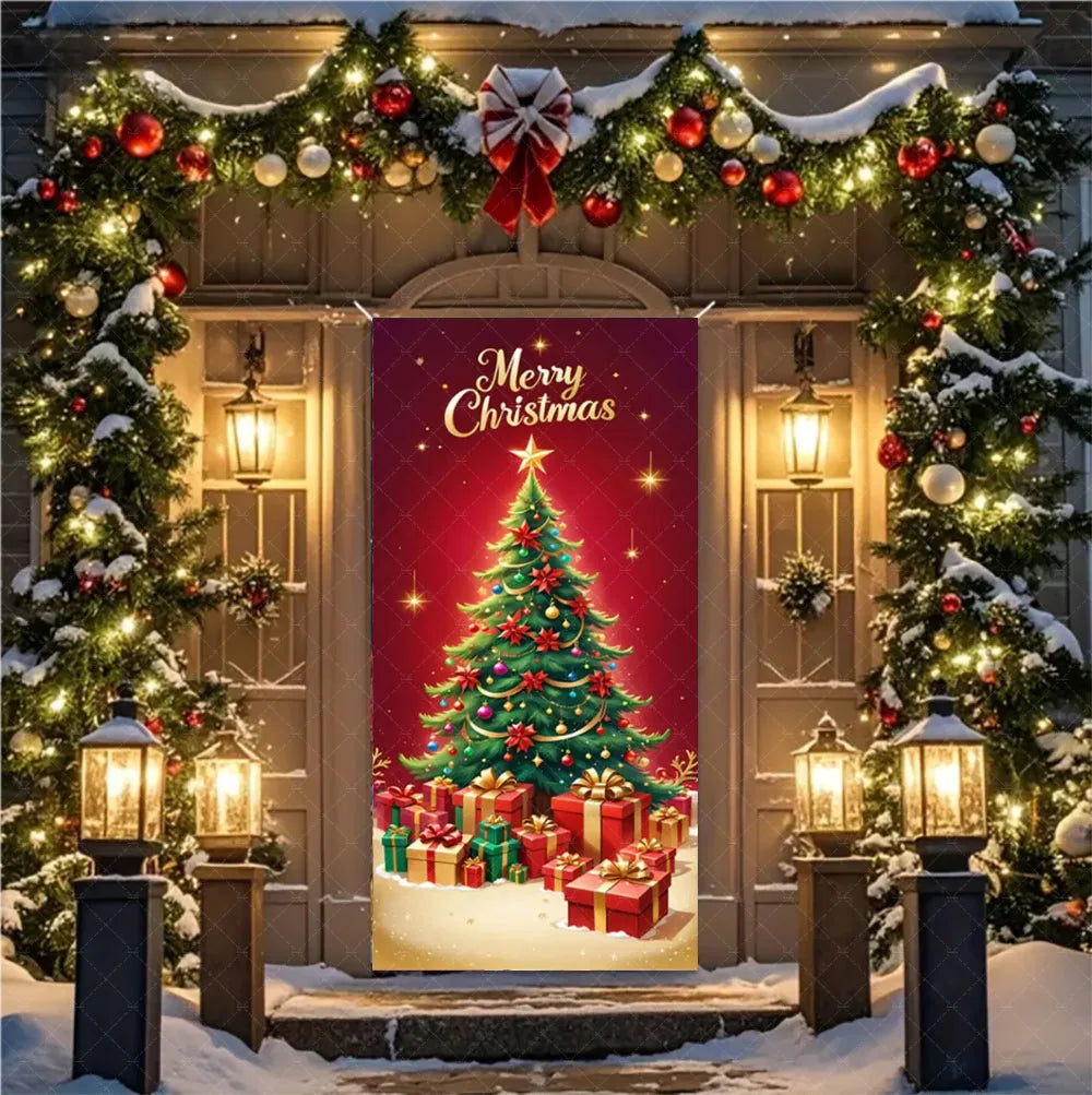 Christmas Hanging DoorBanner Antithetical Couplet Merry Christmas Party Decoration New Year 2026 Christmas Wall Banner Xmas Gift