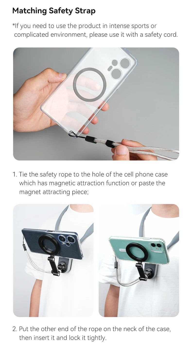Silicone Magnetic Quick Release Neck Mount Hold for Iphone 15 14 13 12 11 SAMSUNG HUAWEI XIAOMI Smart Phone Accessories