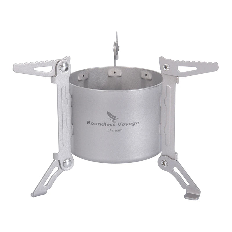 Boundless Voyage Outdoor Camping Alcohol Stove One-Piece Titanium Burners Foldable Stands Portable Travel Picnic Furnace