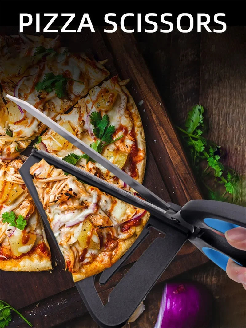 Pizza Scissors Knife Pizza Cutting Tool Stainless Steel Pizza Cutter Slicer Baking Tool Multi-Functional With Detachable Spatula