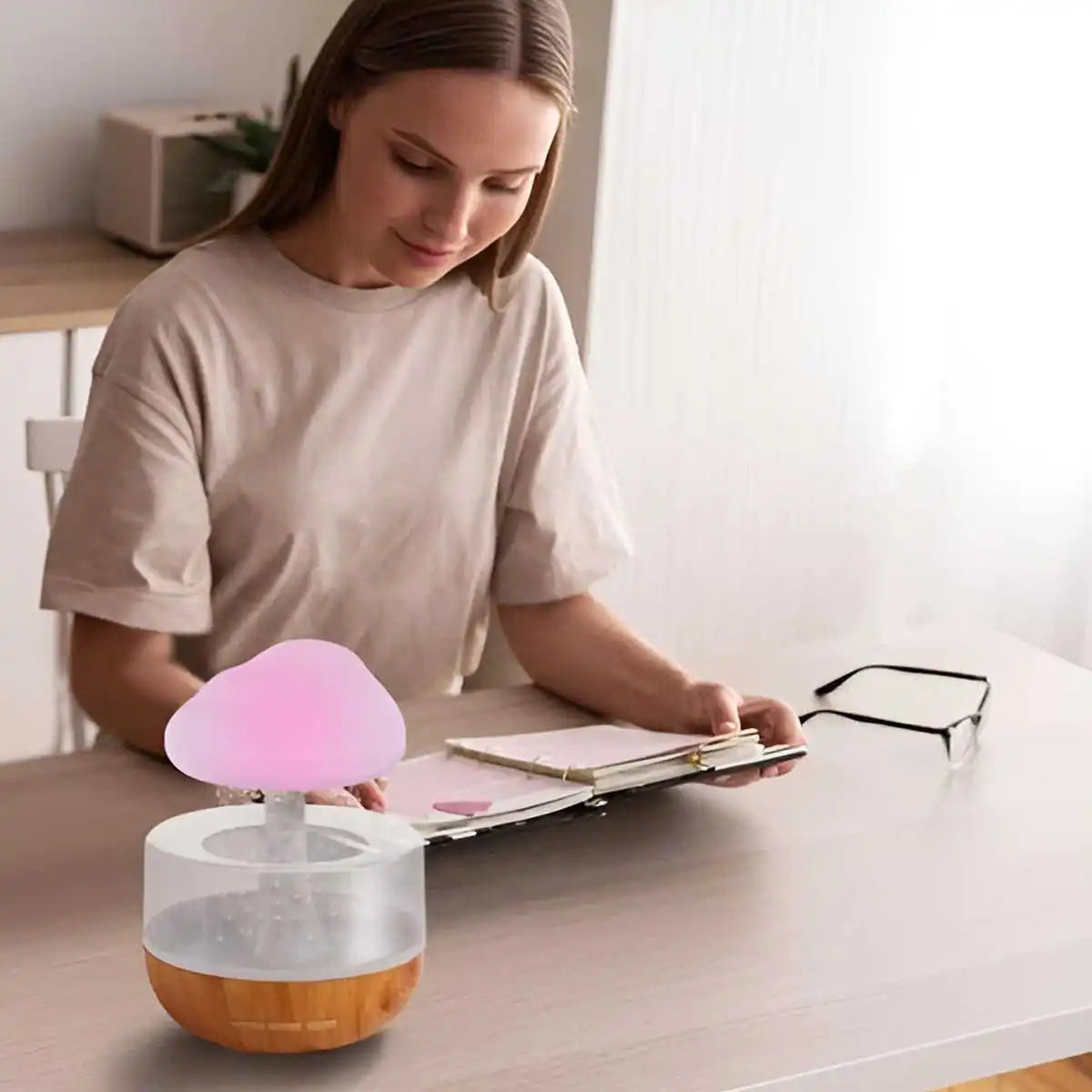Rain Cloud Humidifier Rain Colorful Mushroom Cloud Raindrop Atmosphere Lamp Night Light Essential Oil Small Aromatherapy Machine
