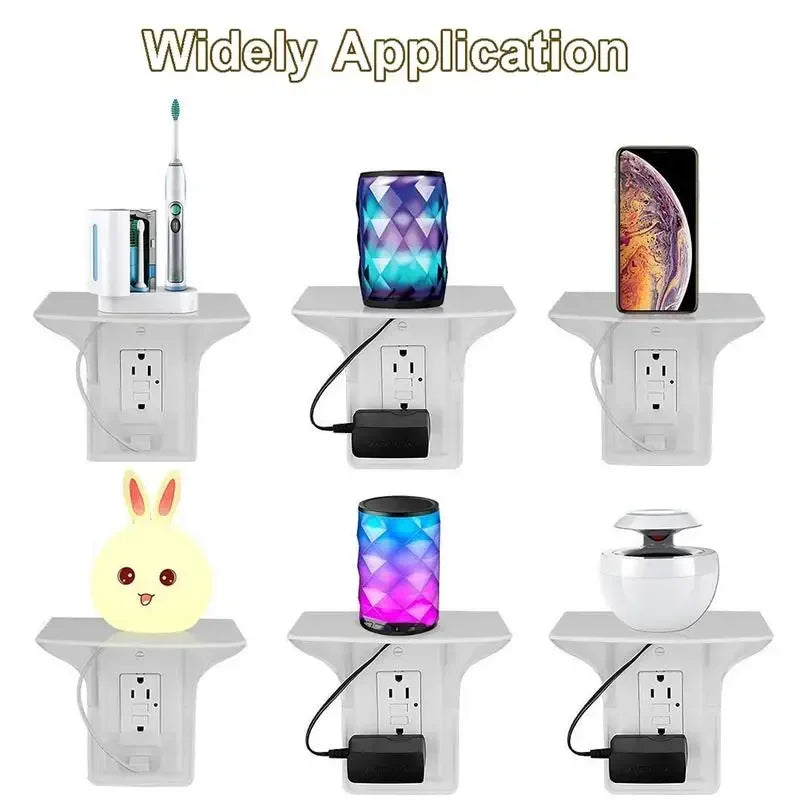 Switch Socket Shelves Easy Wall Mount Plastic Power Outlet Shelf for Home Bathroom Storage Mobile Phone Charging Rack Holder