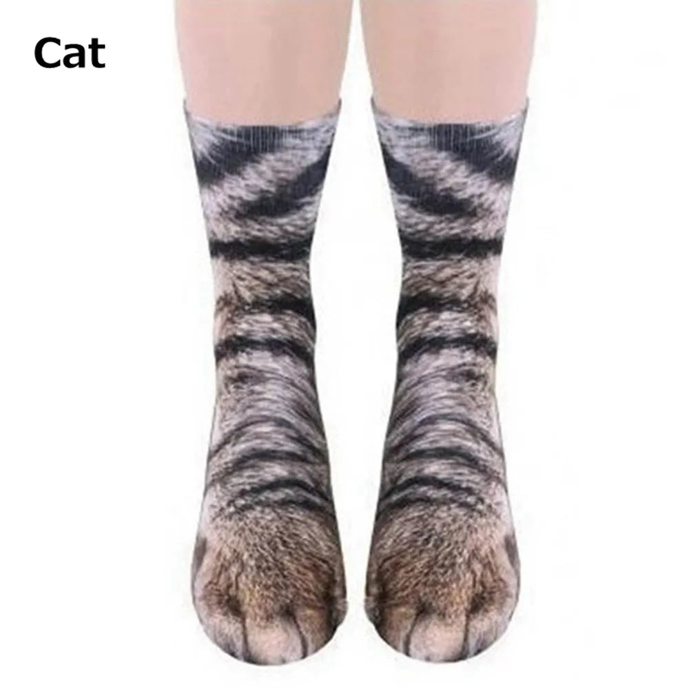 Unisex Adult 3D Print Animal Paw Socks Creative Funny Cat Dog Dinosaur Tiger Paw Socks Novelty Socks Gag