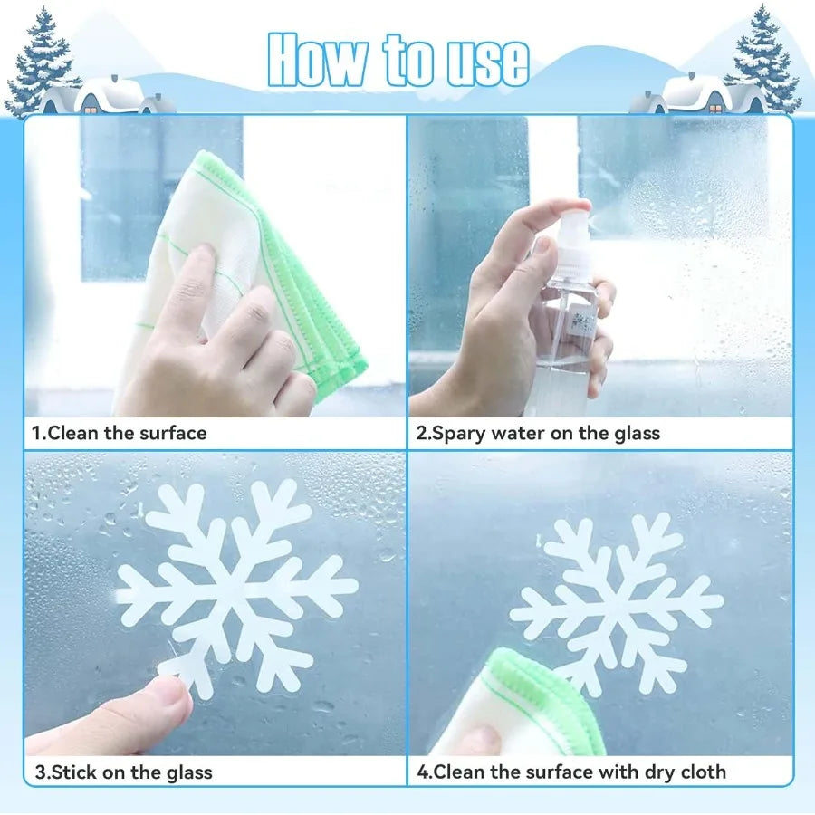 White Snowflakes Window Clings 8 Sheets 152 Pcs Christmas Snowflake Window Clings Decal Stickers Decor for Glass Windows Classr