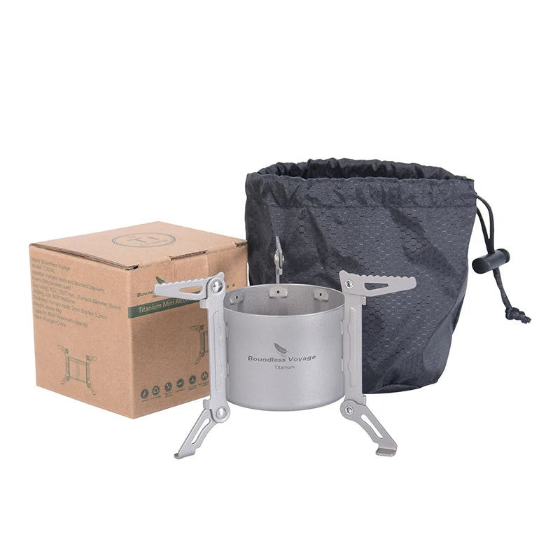 Boundless Voyage Outdoor Camping Alcohol Stove One-Piece Titanium Burners Foldable Stands Portable Travel Picnic Furnace