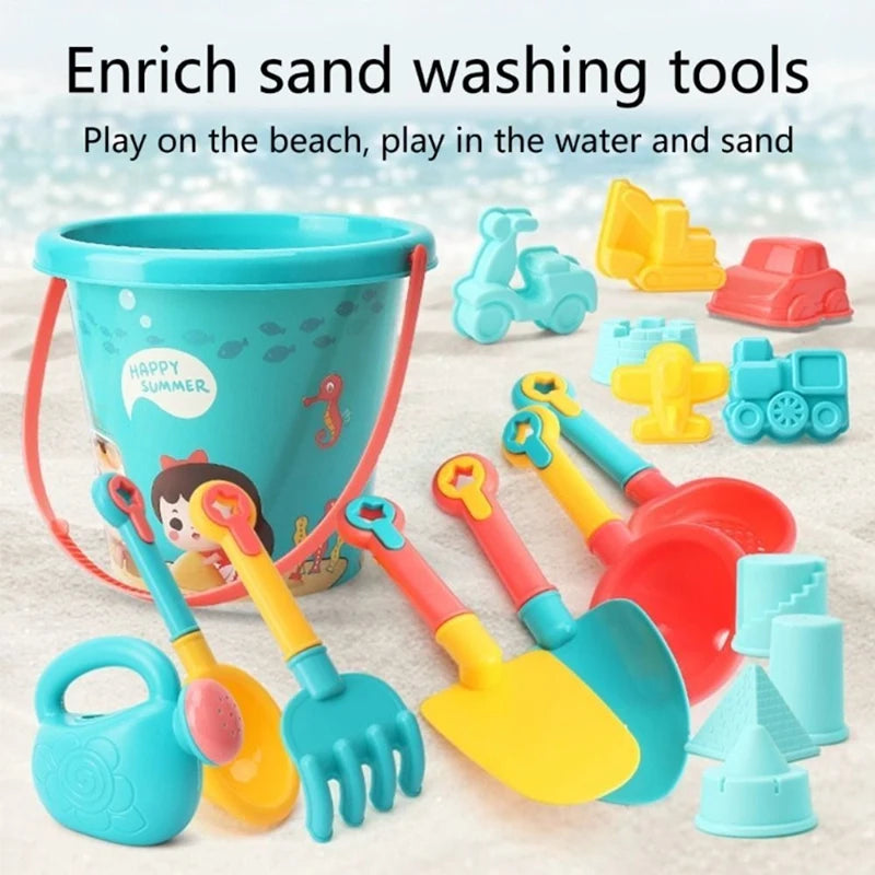 Children Beach Toys Summer Outdoor Games Sand Play Plastic Bucket Watering Bottle Shovels Kids Beach Water Game Toys Tools Gifrs