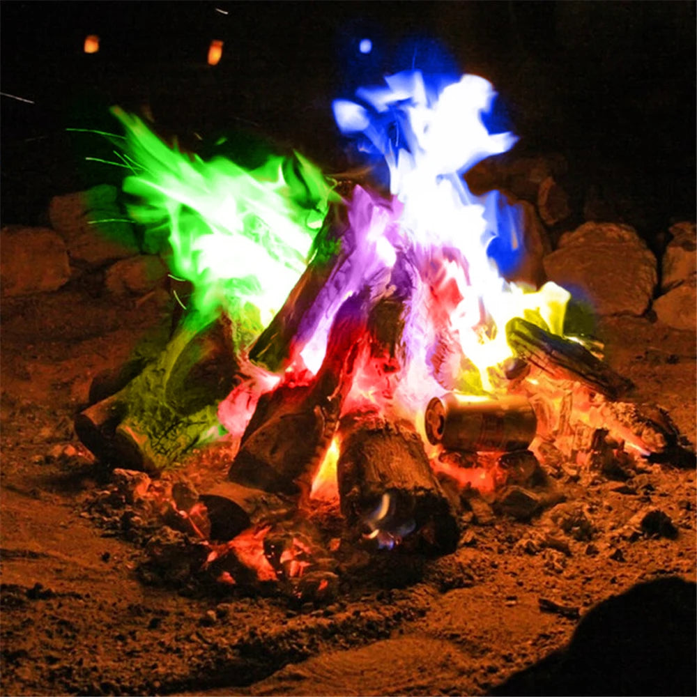Mystical Fire Magic Tricks Color Flames Powder Bonfire Sachets Fireplace Pit Patio Toy Magician Pyrotechnics Party Glowing Props