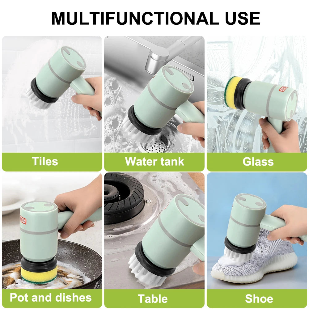 Dishwashing Brush Electric Cleaning Brush Automatic Wireless USB Rechargeable Professional Kitchen Bathtub Tile Cleaning Brushes