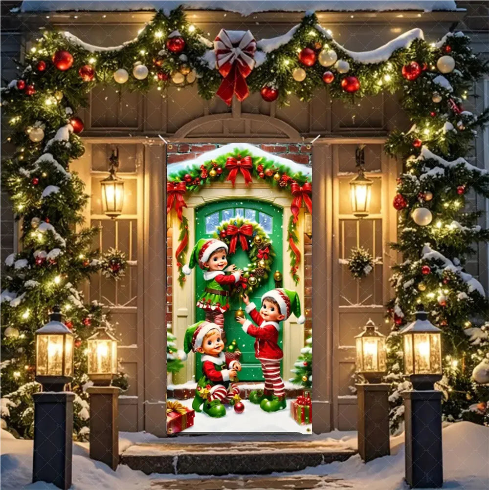 Christmas Hanging DoorBanner Antithetical Couplet Merry Christmas Party Decoration New Year 2026 Christmas Wall Banner Xmas Gift