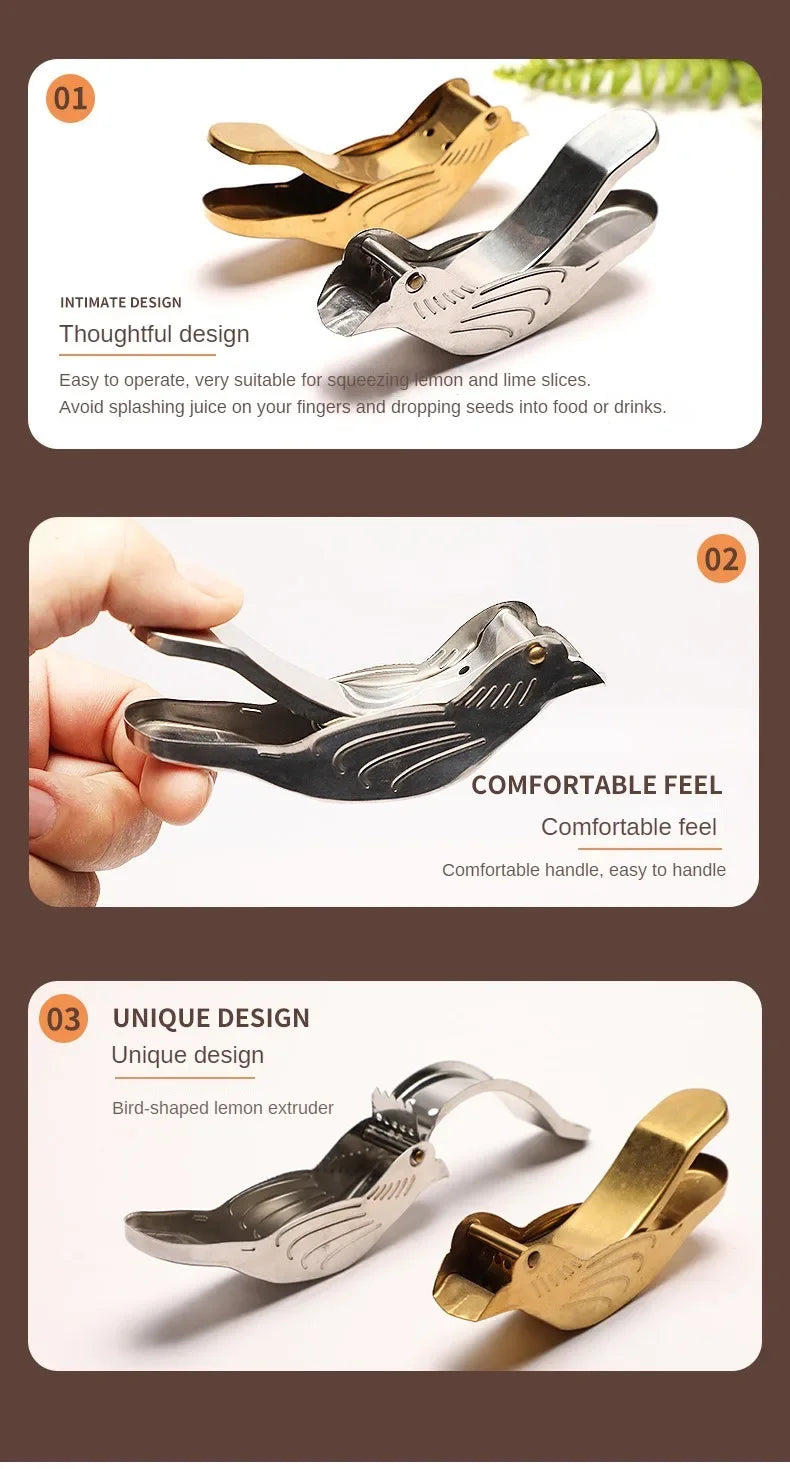 Creative Bird Shape Lemon Squeezers Juicer Household Stainless Steel 304 Portable Metal Citrus Lemon Tea Infuser Kitchen Gadget
