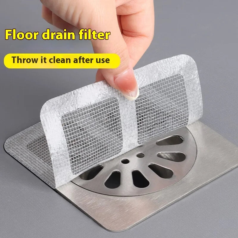 10pcs Disposable Shower Drain Hair Catcher Mesh Shower Drain Covers Floor Sink Strainer Filter Hair Stopper For Bathroom Kitchen
