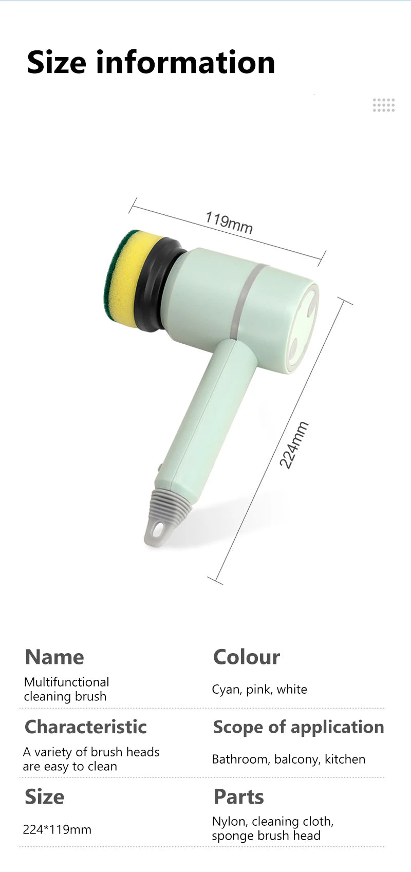 Dishwashing Brush Electric Cleaning Brush Automatic Wireless USB Rechargeable Professional Kitchen Bathtub Tile Cleaning Brushes