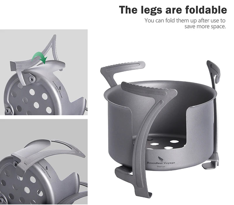 Boundless Voyage Camping Alcohol Spirit Stove with Pot Stand Titanium Burners Outdoor Travel Hiking Backpacking Mini Furnace