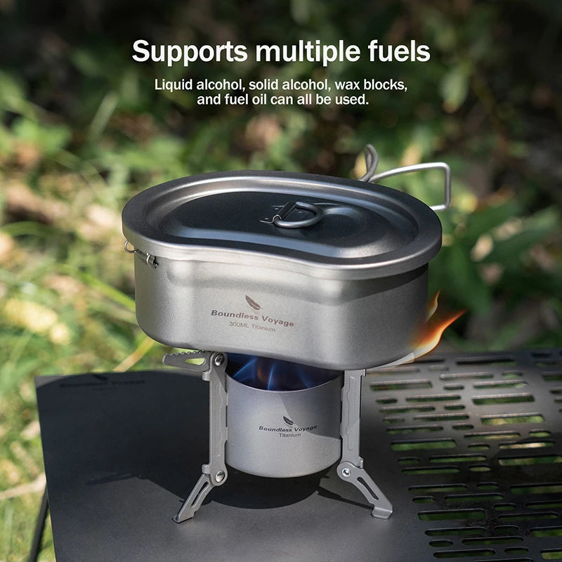 Boundless Voyage Outdoor Camping Alcohol Stove One-Piece Titanium Burners Foldable Stands Portable Travel Picnic Furnace