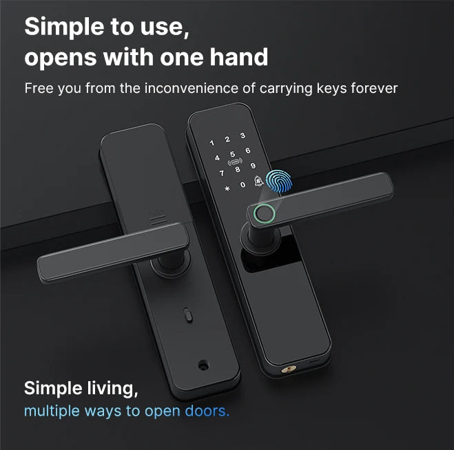 Tuya Wifi Electronic Smart Door Lock with IC Card/Biometric Fingerprint/Password/Key Unlock/Remote Control USB Emergency Charge