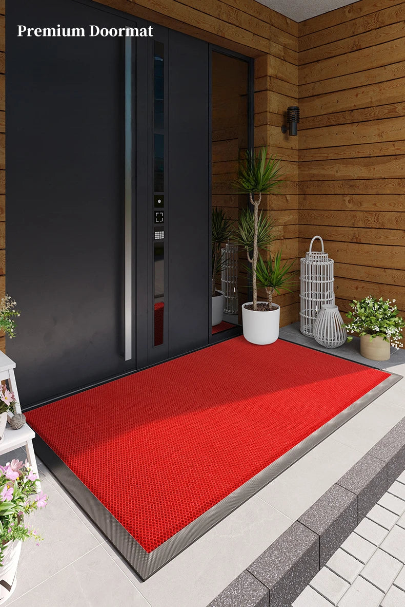 PVC Rubber Doormat Non-Slip Water-Resistant Elastic Mesh Welcome Mat for Indoor and Outdoor Use Easy To Clean Hand Wash Only