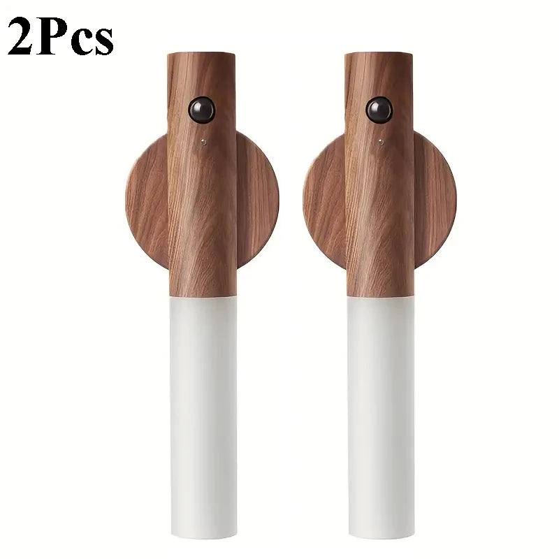 Auto LED Night Light Magnetic Wooden Multifunctional Smart Motion Sensor USB Rechargeable