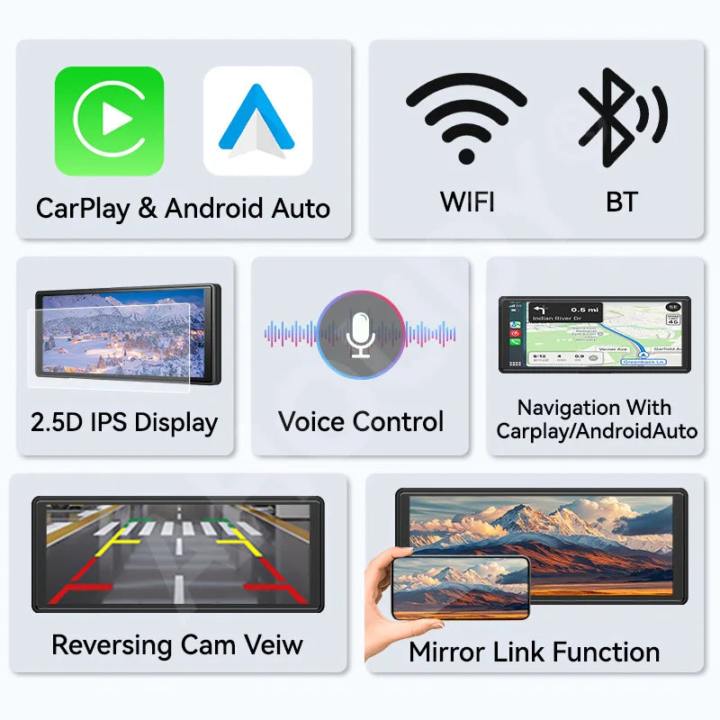 VENBES 10.26" Car Radio Carplay Android Auto Car Display IPS TouchScreen Support Mirrorlink USB WIFI