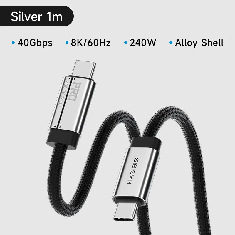 Hagibis USB C to USB C Full Function Cable Super Soft USB4 80Gbps 8K 240W Fast Charging Cord for Thunderbolt 4/5 iPhone Laptop