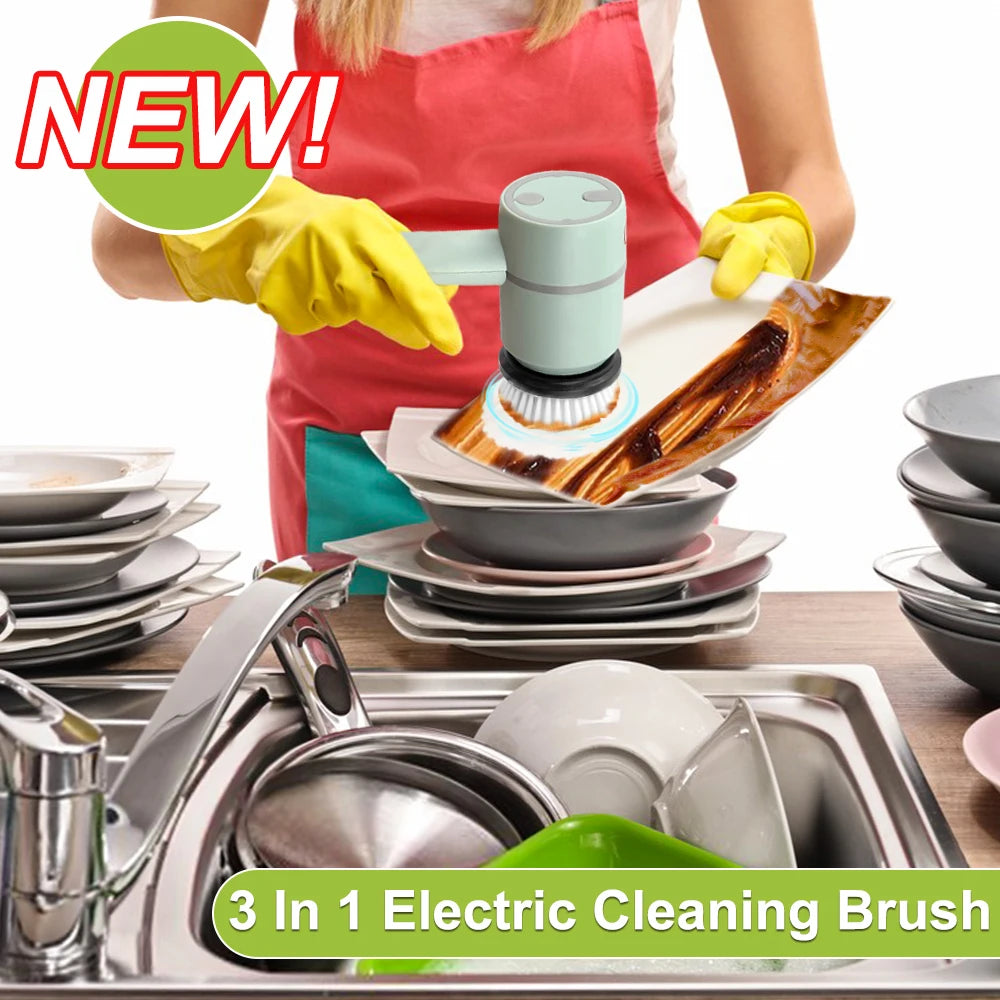 Dishwashing Brush Electric Cleaning Brush Automatic Wireless USB Rechargeable Professional Kitchen Bathtub Tile Cleaning Brushes