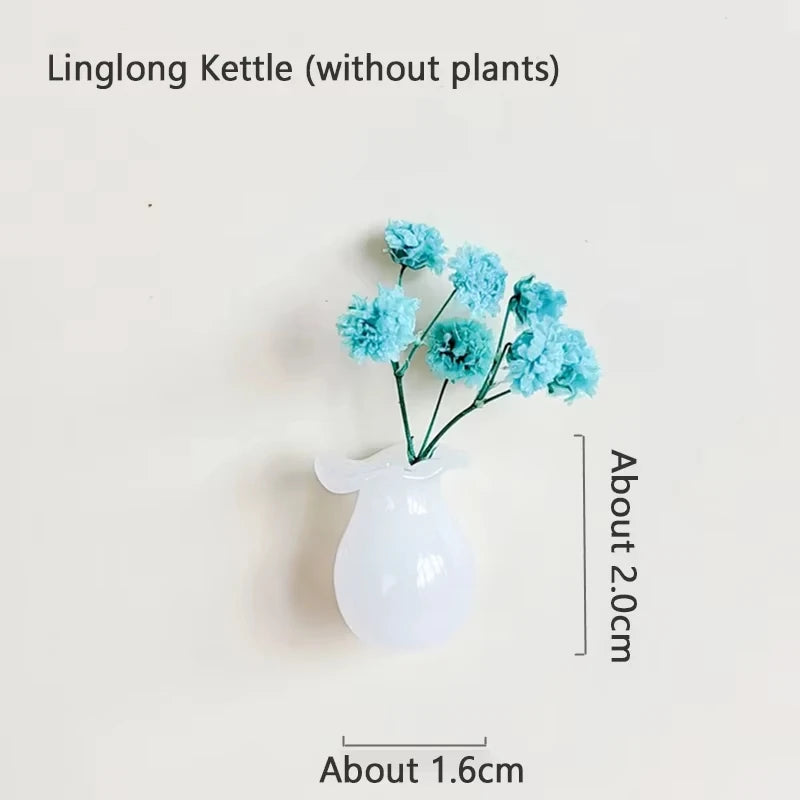 Cute Plant Vase Fridge Magnets, Diy Mini Ceramic Vase Fridge Magnets, Simulated Porcelain Bonsai Fridge Stickers