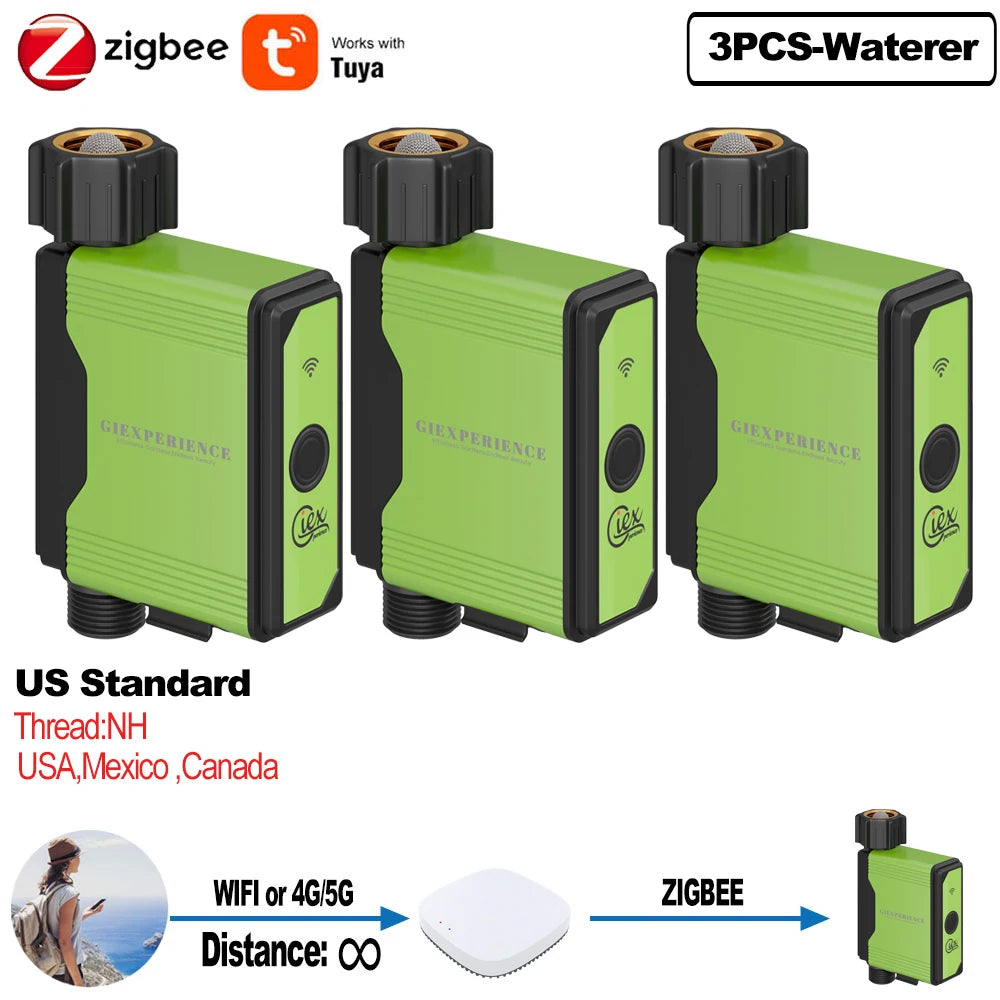 2025 NEW ZIGBEE WIFI Garden Watering Timer Smart Sprinkler Drip Irrigation System Built-in Water Flow Recorder Controller TUYA