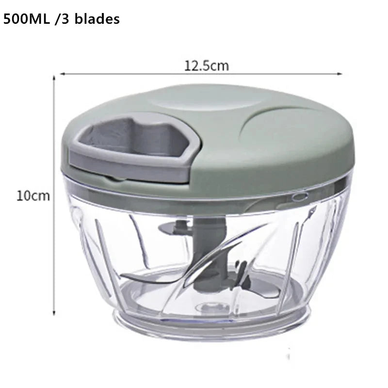 500/900ML Manual Meat Mincer Garlic Chopper Hand Pull Press Crusher Vegetable Grinder Chili Onion Cutter Kitchen Cooking Tools