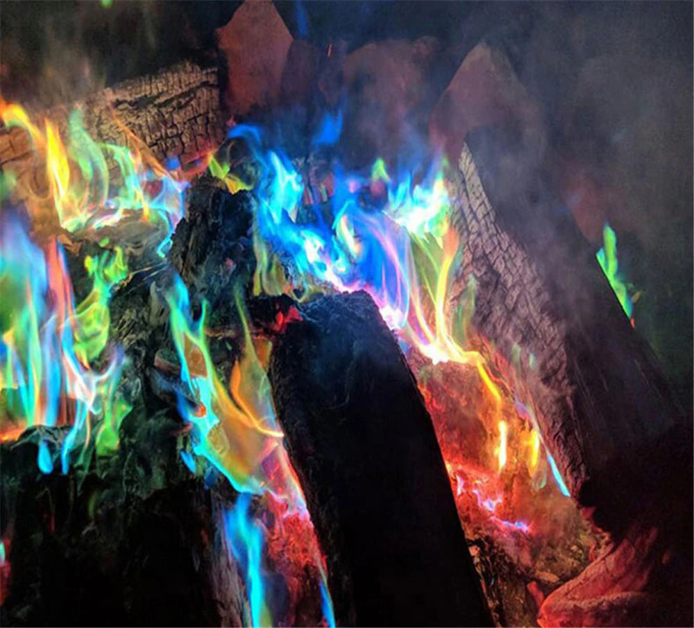 Mystical Fire Magic Tricks Color Flames Powder Bonfire Sachets Fireplace Pit Patio Toy Magician Pyrotechnics Party Glowing Props
