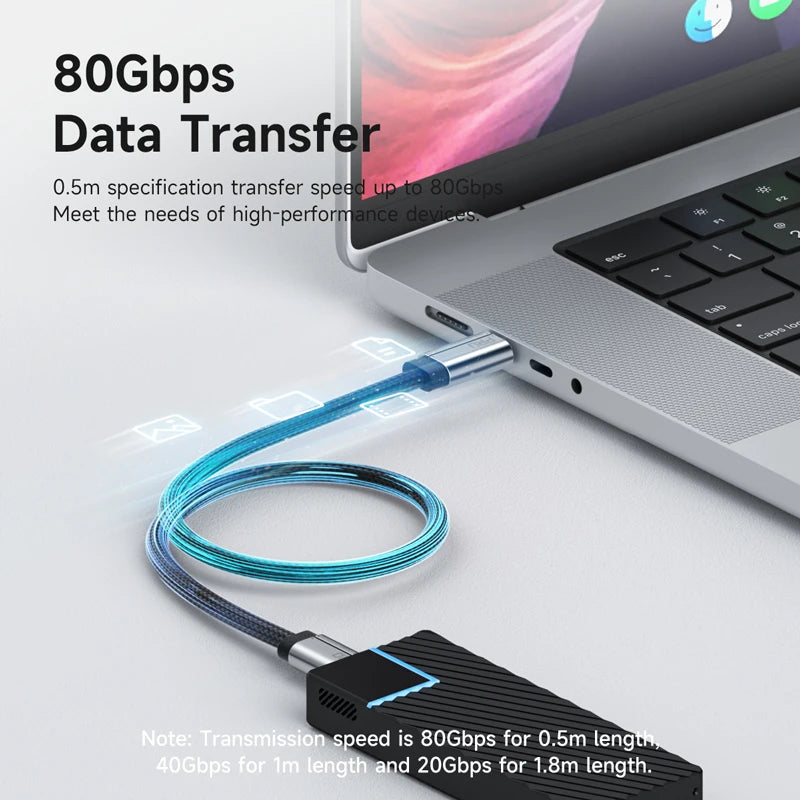Hagibis USB C to USB C Full Function Cable Super Soft USB4 80Gbps 8K 240W Fast Charging Cord for Thunderbolt 4/5 iPhone Laptop