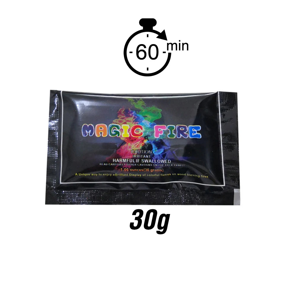 Mystical Fire Magic Tricks Color Flames Powder Bonfire Sachets Fireplace Pit Patio Toy Magician Pyrotechnics Party Glowing Props