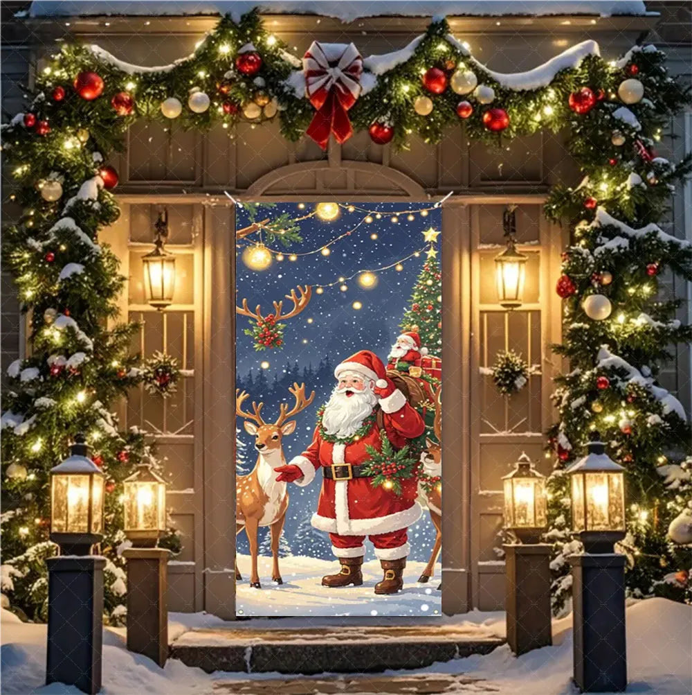 Christmas Hanging DoorBanner Antithetical Couplet Merry Christmas Party Decoration New Year 2026 Christmas Wall Banner Xmas Gift