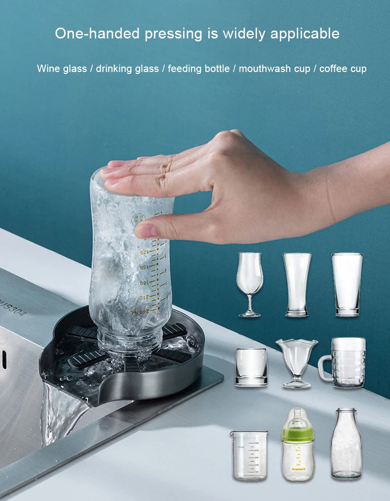 New Stainless Steel Cup Washer Glass Cleaner Bottle Washer Cup Cleaner for Kitchen Sink Restaurant Home Cafes